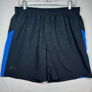 Under Armour Mens Running Shorts Black Geometric Blue Swimsuit Sz M/L No Tag‎
